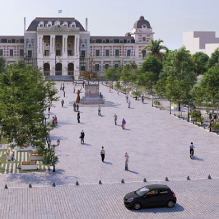 Los detalles del proyecto de renovación de la plaza San Martín que presentaron Alak y Kicillof